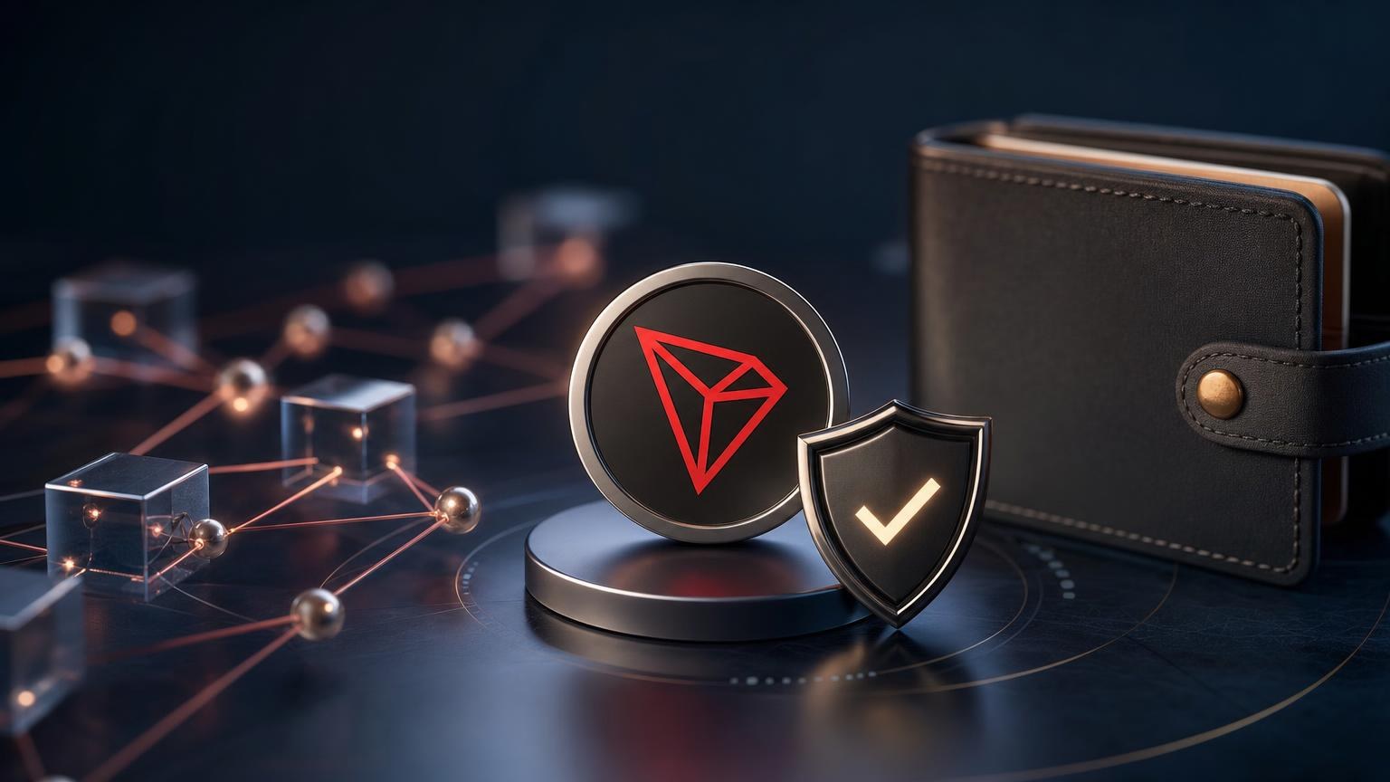 A security checklist for comparing a TRON address, network, exchange order details, and transaction status before sending TRX